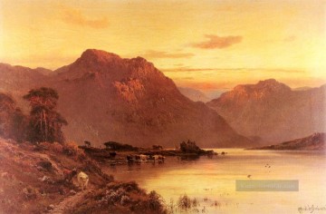 Teich See Wassfall Werke - Vom Bramber Pass Landschaft Alfred de Breanski Snr